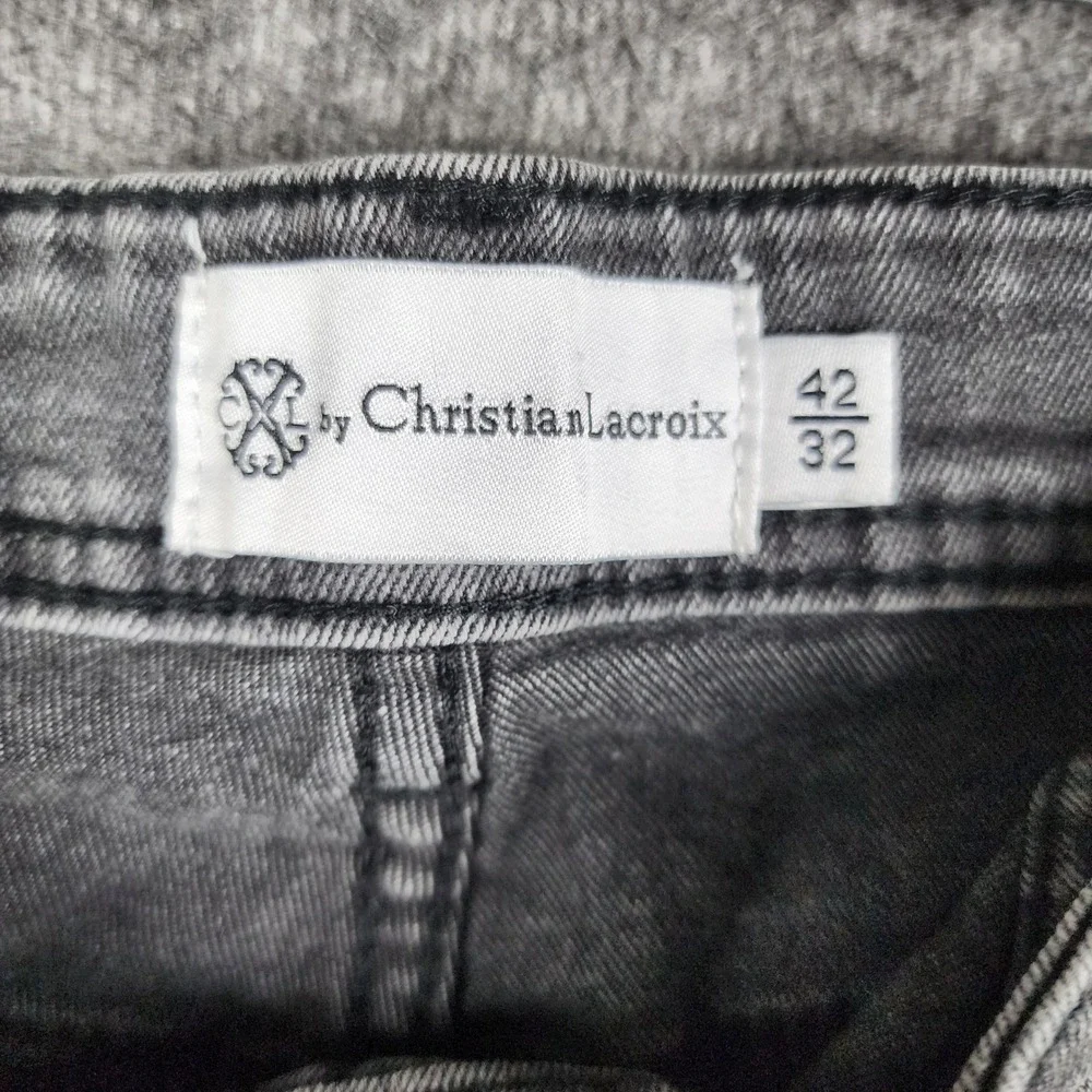 Christian Lacroix Jeans Mens 42x32 Grey Slim Straight Stretch Denim GL23-167 CXL